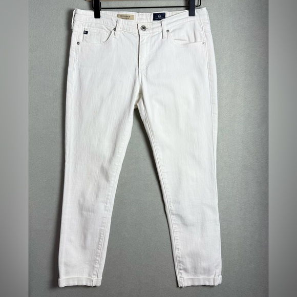 AG Adriano Goldschmied Women's White Jeans The Stilt Roll Up Cigarette Crop 28 - Picture 1 of 16